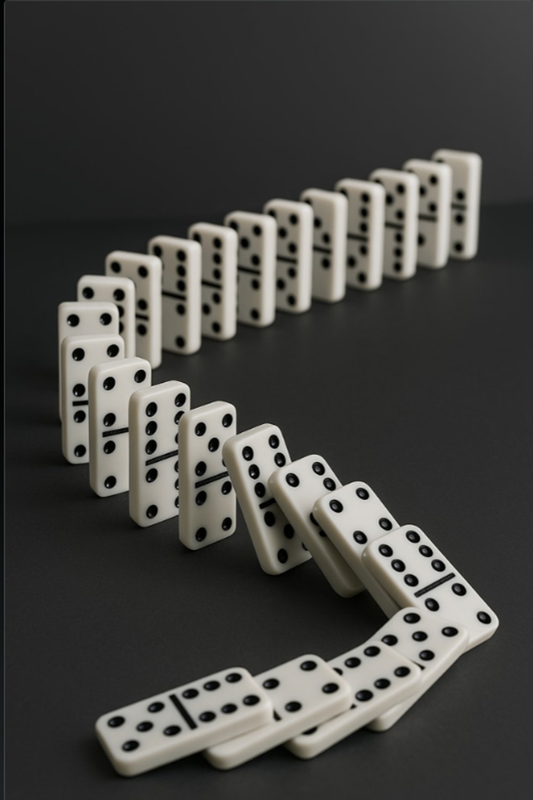 A precisely aligned sequence of dominoes