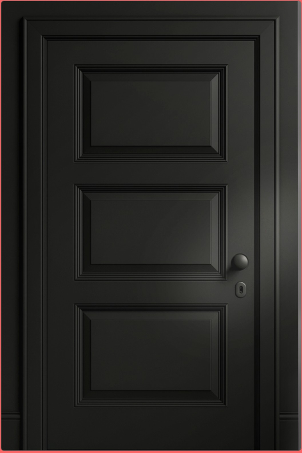 A closed black door