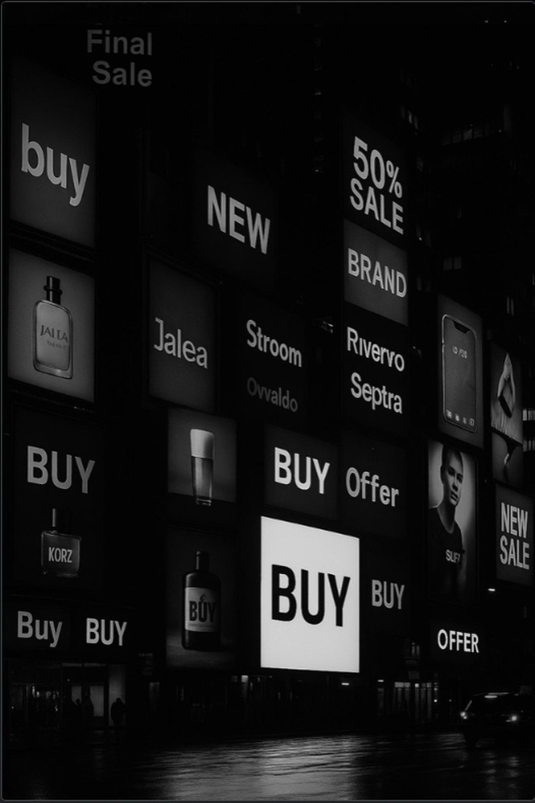 A wall of competing advertising messages